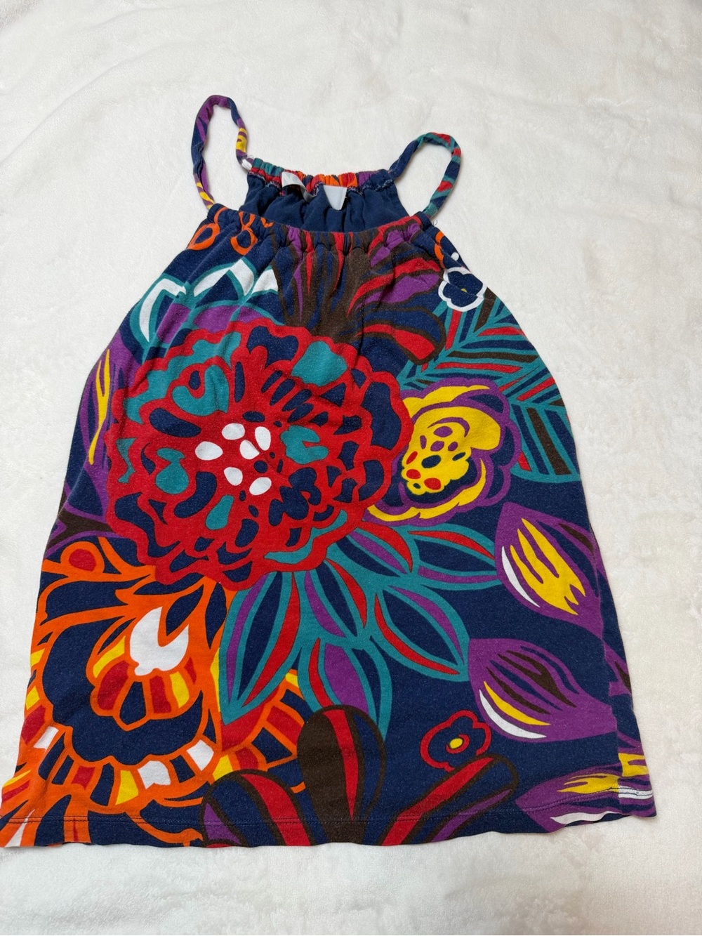 Old Navy Navy Floral-Print Tank Top with Multicolor Blooms